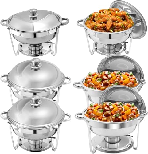 6Er-Pack Chafing Dish Buffet-Set, Edelstahl Catering Buffet Warmhaltebehälter-Set Für Bankette, Partys, Hochzeiten von HTTGDGDH