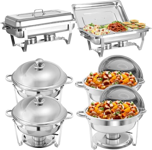 6Er-Pack Chafing Dish Buffet-Set Mit Deckel Und Chafing-Fuel-Halter, Edelstahl-Catering-Speisenwärmer Für Bankette, Partys, Hochzeiten von HTTGDGDH