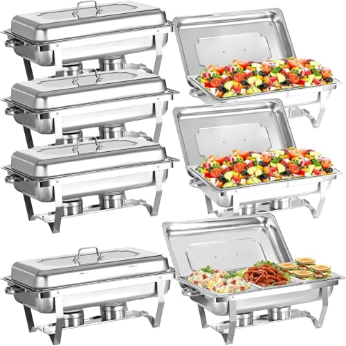 7Er-Pack Chafing Dish Buffet Server Warmhaltetablett-Set, Edelstahl Catering Speisenwärmer Für Bankette, Partys, Hochzeiten von HTTGDGDH