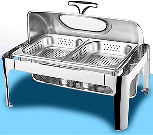 Buffet-Heizgerät – Hot Pot Buffet-Set, Hot Pot Buffet-Set, Faltbares Und Buffet-Heizgerät-Set, Food Pot, Wassertopf, Brennstoffgestell Und Deckel Für Catering-Events（ Double-9L） von HTTGDGDH