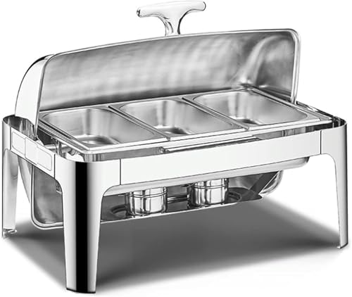 Buffet-Server Und -Heizgerät – Küchengeschirr, Neuer Doppelter Hot Pot Aus Edelstahl, Warmhaltetablett Für Catering-Buffets, Speisetopf Für Event-Catering-Bankette（Invisible Cover.-Three） von HTTGDGDH