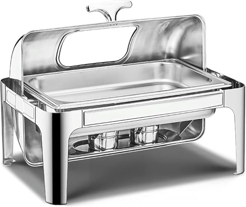 Buffet-Server Und -Heizgerät – Küchengeschirr, Neuer Doppelter Hot Pot Aus Edelstahl, Warmhaltetablett Für Catering-Buffets, Speisetopf Für Event-Catering-Bankette（Visual Cover-Single） von HTTGDGDH