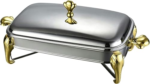 Buffet-Server Und -Wärmer – Speisenheizer Für Partybuffets, Hot Pot-Buffet-Set Aus Edelstahl, Hot Plate-Buffet-Set, Speisenwärmer Für Catering-Events, Server Mit Deckel（Golden-2.9L） von HTTGDGDH