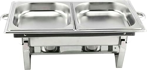 Buffet-Servier- Und Heizgerät – Speisenwärmer Für Catering-Events, Buffet-Set, Catering-Speisenwärmer Aus Edelstahl, Hot-Pot-Buffet-Set, Servier-Set Für Kalte Gerichte（Double B-9.5L） von HTTGDGDH