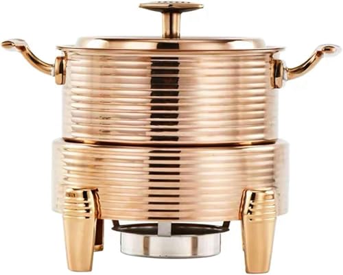 Catering-Buffet-Server Und -Heizgeräte – Hot Pot-Buffet-Set Aus Edelstahl, Hot Plate-Buffet-Set, Speisenwärmer Für Catering-Events, Rundes Hot Pot-Buffet-Set（Gold-20Cm） von HTTGDGDH