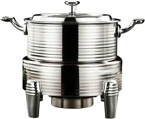 Catering-Buffet-Server Und -Heizgeräte – Hot Pot-Buffet-Set Aus Edelstahl, Hot Plate-Buffet-Set, Speisenwärmer Für Catering-Events, Rundes Hot Pot-Buffet-Set（Silver-20Cm） von HTTGDGDH