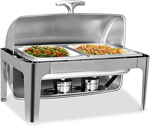 Chafing Dish Aus Edelstahl, 9L Chafing Dish Set Speisenwärmer Buffet Für Gastronomie Buffetwärmer, Speisenwärmer Profi Set Für Gastronomie Buffet（Double Grid） von HTTGDGDH