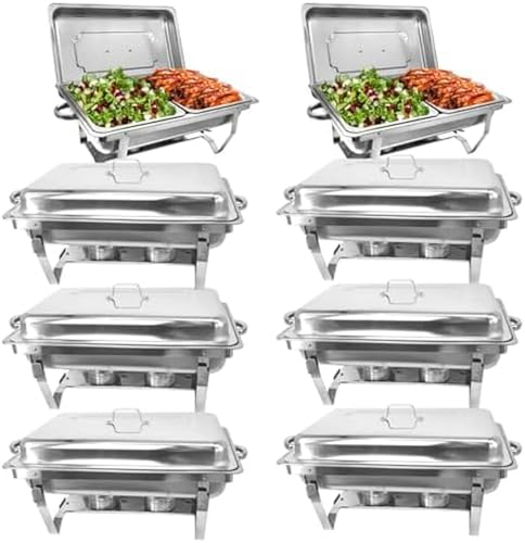 Chafing Dish Buffet-Set, 4Er-Pack 8Qt Buffet-Server Und -Wärmer, Chafing-Server Mit Abdeckungen, Speisepfanne In Halber Größe, Chafing Dish, Klappständer, Speisenwärmer F（8 Pack） von HTTGDGDH
