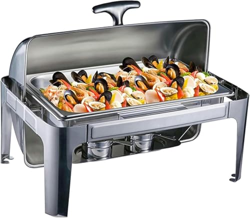 Edelstahl-Buffet-Heizplatte - Buffet-Server Und -Heizgeräte. Hot Pot Buffet-Set, Edelstahl-Buffet-Hot Pot Mit Glasdeckel, Speisenwärmer, Catering（Standard.-Single） von HTTGDGDH