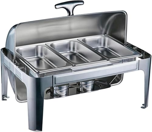 Edelstahl-Buffet-Heizplatte - Buffet-Server Und -Heizgeräte. Hot Pot Buffet-Set, Edelstahl-Buffet-Hot Pot Mit Glasdeckel, Speisenwärmer, Catering（Standard.-Three） von HTTGDGDH