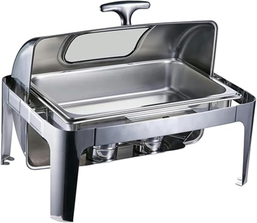 Edelstahl-Buffet-Heizplatte - Buffet-Server Und -Heizgeräte. Hot Pot Buffet-Set, Edelstahl-Buffet-Hot Pot Mit Glasdeckel, Speisenwärmer, Catering（Visual Deepening.-Single） von HTTGDGDH