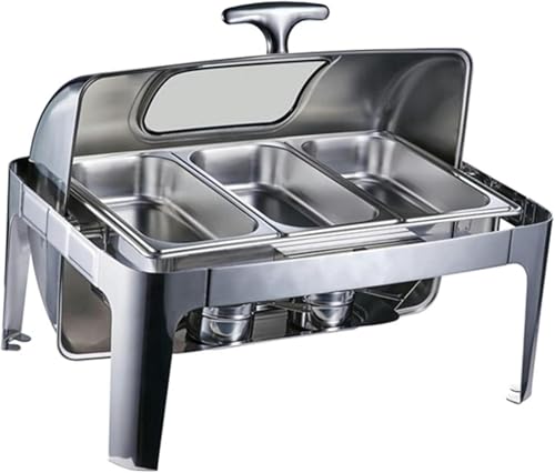 Edelstahl-Buffet-Heizplatte - Buffet-Server Und -Heizgeräte. Hot Pot Buffet-Set, Edelstahl-Buffet-Hot Pot Mit Glasdeckel, Speisenwärmer, Catering（Visual Standard.-Three） von HTTGDGDH