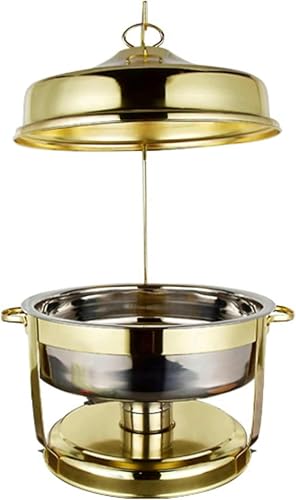 Elektrischer Buffet-Server, Buffet-Heizplatte Aus Edelstahl – Hot Pot-Buffet-Set Aus Edelstahl Mit Sichtdeckel Aus Glas Und Eingebautem Deckelhalter（Gilding 9L） von HTTGDGDH
