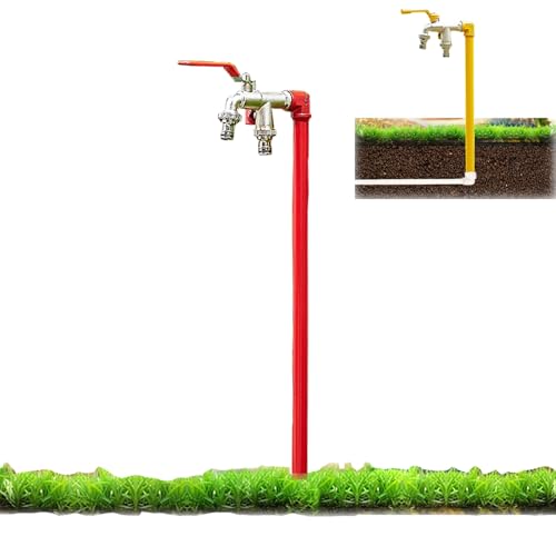 Frostfreier Außenwasserhahn Freistehende Wassersäule Schlauchlätzchen Wasserzapfhahn Bodenmontage Wasserhahn Außenwasserhahn（Red-100Cm/39.4In） von HTTGDGDH