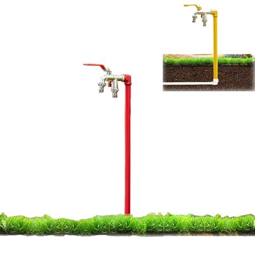 Frostfreier Außenwasserhahn Freistehende Wassersäule Schlauchlätzchen Wasserzapfhahn Bodenmontage Wasserhahn Außenwasserhahn（Red-40Cm/16In） von HTTGDGDH
