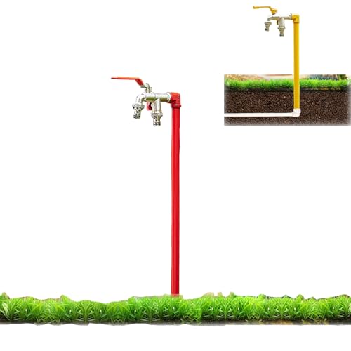 Frostfreier Außenwasserhahn Freistehende Wassersäule Schlauchlätzchen Wasserzapfhahn Bodenmontage Wasserhahn Außenwasserhahn（Red-60Cm/24In） von HTTGDGDH
