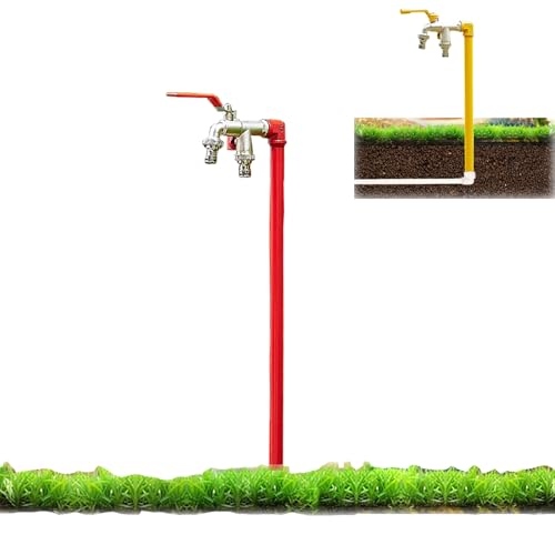 Frostfreier Außenwasserhahn Freistehende Wassersäule Schlauchlätzchen Wasserzapfhahn Bodenmontage Wasserhahn Außenwasserhahn（Red-80Cm/31.5In） von HTTGDGDH