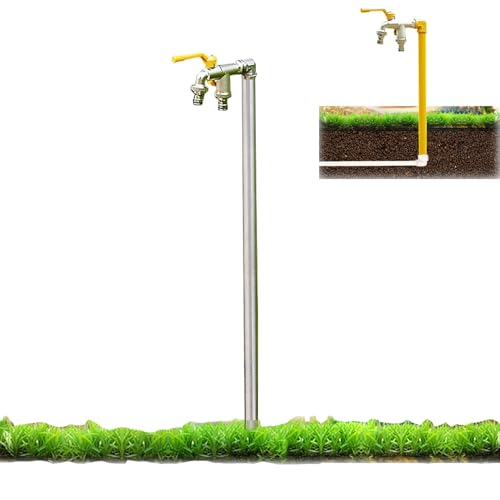 Frostfreier Außenwasserhahn Freistehende Wassersäule Schlauchlätzchen Wasserzapfhahn Bodenmontage Wasserhahn Außenwasserhahn（Silver-100Cm/39.4In） von HTTGDGDH