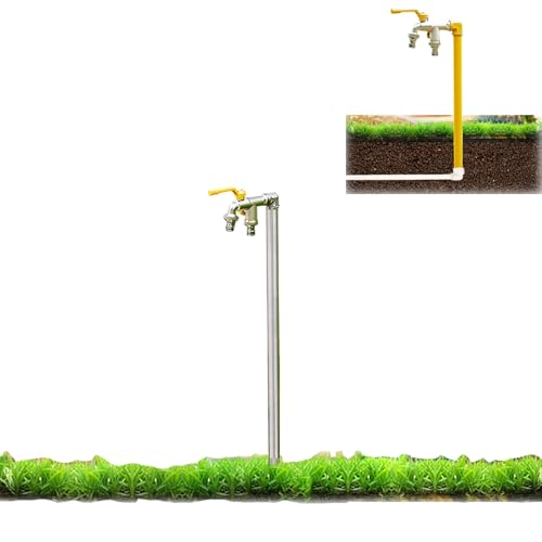 Frostfreier Außenwasserhahn Freistehende Wassersäule Schlauchlätzchen Wasserzapfhahn Bodenmontage Wasserhahn Außenwasserhahn（Silver-40Cm/16In） von HTTGDGDH