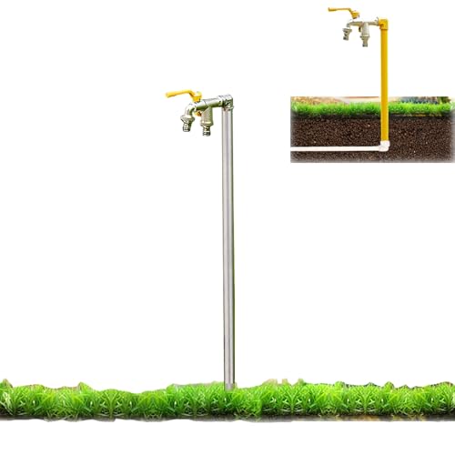Frostfreier Außenwasserhahn Freistehende Wassersäule Schlauchlätzchen Wasserzapfhahn Bodenmontage Wasserhahn Außenwasserhahn（Silver-60Cm/24In） von HTTGDGDH
