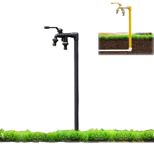 Frostfreier Außenwasserhahn Freistehende Wassersäule Schlauchlätzchen Wasserzapfhahn Bodenmontage Wasserhahn Außenwasserhahn（Svart-60Cm/24In） von HTTGDGDH