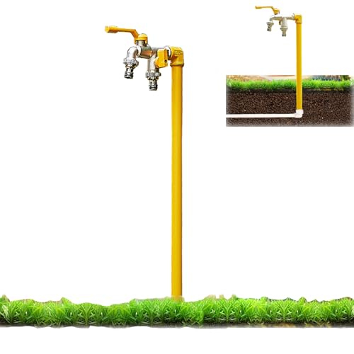 Frostfreier Außenwasserhahn Freistehende Wassersäule Schlauchlätzchen Wasserzapfhahn Bodenmontage Wasserhahn Außenwasserhahn（Yellow-100Cm/39.4In） von HTTGDGDH