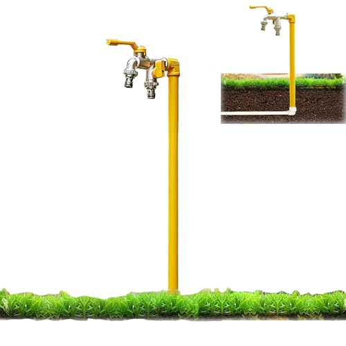Frostfreier Außenwasserhahn Freistehende Wassersäule Schlauchlätzchen Wasserzapfhahn Bodenmontage Wasserhahn Außenwasserhahn（Yellow-80Cm/31.5In） von HTTGDGDH