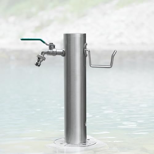 HTTGDGDH Garten-Wassersäule Mit Wasserhahn, Runder Schlauchständer Aus Edelstahl Für Den Außenbereich/Freistehender Hydrant Mit Frostschutzwasserspender Mit Spritzpistole Und Stab（C-Tall 86Cm/33.8In） von HTTGDGDH