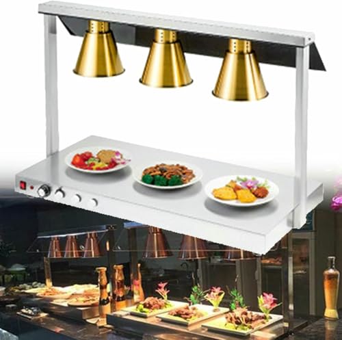 Kommerzielle Lebensmittellichter, Edelstahl-Tischbuffet-Pizza-Heizlampe（Gold-Threeheads） von HTTGDGDH