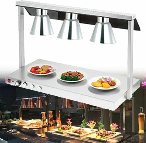 Kommerzielle Lebensmittellichter, Edelstahl-Tischbuffet-Pizza-Heizlampe（Silver-Threeheads） von HTTGDGDH
