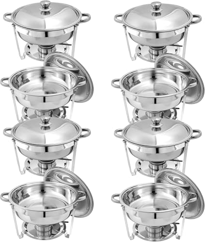 Rundes Chafing-Dish-Buffet-Set, 5 Qt, Chafing-Server Mit Abdeckungen, Chafing-Dish- Und Buffet-Wärmer-Sets Aus Edelstahl Für Partys, Hochzeiten, Camping, Abendessen（8） von HTTGDGDH