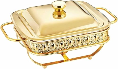 Speisenwärmer, Buffet-Servier-Speisenwärmer, Warmhalteplatten Hot Pot Buffet Set Premium 2L Hot Pot Buffet Set Behälter Zum Erwärmen Von Speisen Mit Deckel Und Buffet-HEI（Gold） von HTTGDGDH