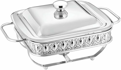Speisenwärmer, Buffet-Servier-Speisenwärmer, Warmhalteplatten Hot Pot Buffet Set Premium 2L Hot Pot Buffet Set Behälter Zum Erwärmen Von Speisen Mit Deckel Und Buffet-HEI（Silver） von HTTGDGDH