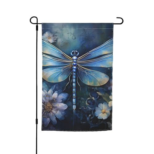 Art Blue Libellen-Print, vielseitig und elegant, Gartenflagge, für alle Jahreszeiten, Dekoration für Terrasse, Garten, Terrasse Art Blue Libellen-Print, vielseitig und elegant, Gartenflagge, für alle Jahreszeiten, Dekoration für Terrasse, Garten, Terrasse von HTTUP