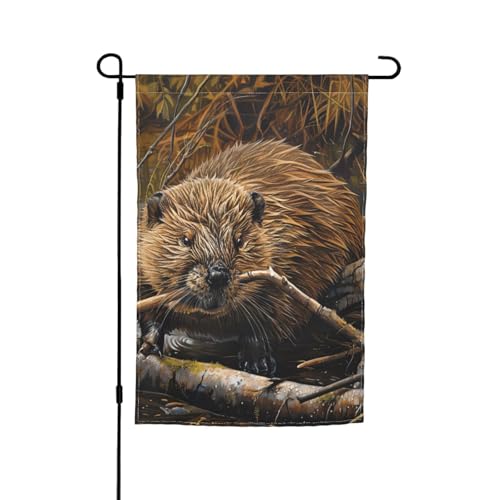Beaver Gartenflagge, vielseitig und elegant, für alle Jahreszeiten, Dekoration für Terrasse, Garten, Terrasse Beaver Gartenflagge, vielseitig und elegant, für alle Jahreszeiten, Dekoration für Terrasse, Garten, Terrasse von HTTUP