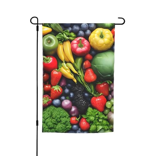 Bedruckt mit frischem Obst und Gemüse, vielseitig und elegant, Gartenflagge für alle Jahreszeiten, Dekoration für Terrasse im Freien, Veranda und Garten von HTTUP