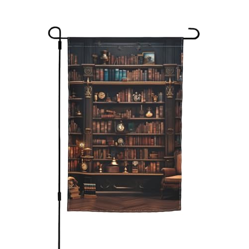 Bibliothek – Vielseitiger und eleganter Regaldruck, Gartenflagge, für alle Jahreszeiten, Dekoration für Terrasse, Garten, Terrasse Bibliothek – Vielseitiger und eleganter Regaldruck, Gartenflagge, für alle Jahreszeiten, Dekoration für Terrasse, Garten, Terrasse von HTTUP