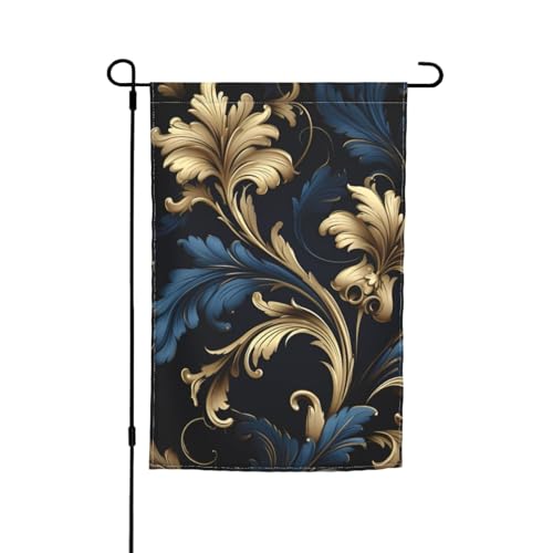Damastmuster-Druck, vielseitige und stilvolle Gartenflagge, ganzjährig, für den Außenbereich, Hof, Dekoration, Veranden, Gärten Damastmuster-Druck, vielseitige und stilvolle Gartenflagge, ganzjährig, für den Außenbereich, Hof, Dekoration, Veranden, Gärten von HTTUP