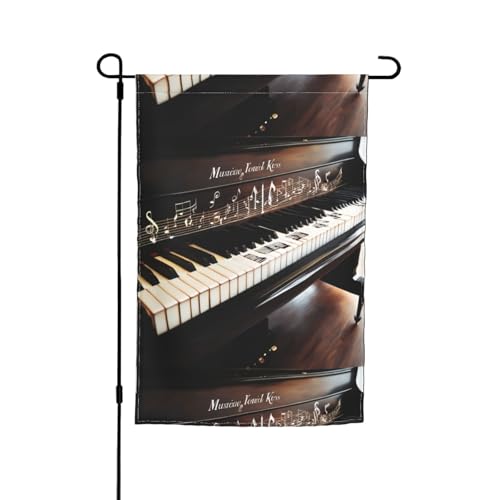 Klavierschlüssel mit Musiknoten, vielseitiger und eleganter Gartenflagge, für alle Jahreszeiten, Dekoration für Terrasse, Terrasse, Garten, Terrasse von HTTUP