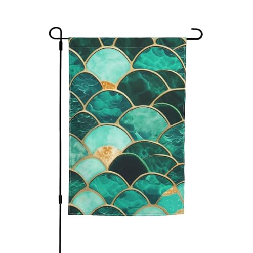 Meerjungfrau-Fischschuppen-Druck, vielseitig und elegant, Gartenflagge für alle Jahreszeiten, Dekoration für Terrasse, Veranda und Garten von HTTUP