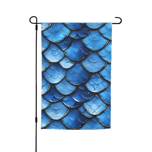 Ozeanblaue Meerjungfrau-Fisch-Gartenflagge, vielseitig und elegant, für alle Jahreszeiten, Gartendekoration im Freien von HTTUP