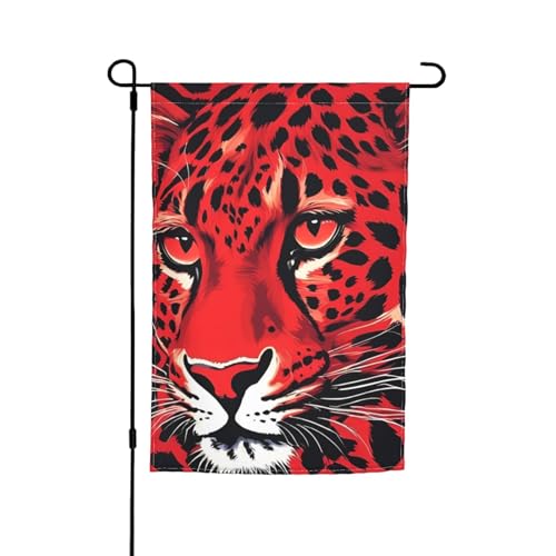 Roter Leopardenmuster, vielseitig und elegant, Gartenflagge für alle Jahreszeiten, Dekoration für Terrasse, Garten, Terrasse Roter Leopardenmuster, vielseitig und elegant, Gartenflagge für alle Jahreszeiten, Dekoration für Terrasse, Garten, Terrasse von HTTUP