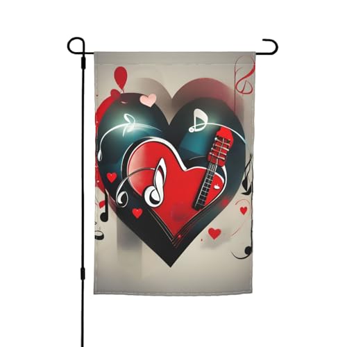 Treble Love and Music Print Gartenflagge, vielseitig und elegant, für alle Jahreszeiten, Dekoration für Terrasse, Terrasse, Garten, Terrasse Treble Love and Music Print Gartenflagge, vielseitig und elegant, für alle Jahreszeiten, Dekoration für Terrasse, Terrasse, Garten, Terrasse von HTTUP