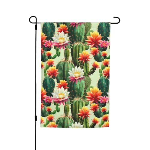 Tropischer Kaktusbaum-Blumenmuster, vielseitig und elegant, Gartenflagge für alle Jahreszeiten, Dekoration für Terrasse, Terrasse, Garten, Terrasse Tropischer Kaktusbaum-Blumenmuster, vielseitig und elegant, Gartenflagge für alle Jahreszeiten, Dekoration für Terrasse, Terrasse, Garten, Terrasse von HTTUP