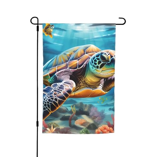 Vielseitige und elegante Gartenflagge, bedruckt mit Meeresschildkröten, für alle Jahreszeiten, Dekoration für den Außenbereich Vielseitige und elegante Gartenflagge, bedruckt mit Meeresschildkröten, für alle Jahreszeiten, Dekoration für den Außenbereich von HTTUP