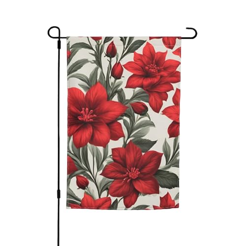 Vielseitige und elegante Gartenflagge mit roten Blumen für alle Jahreszeiten, Dekoration für Terrasse, Terrasse, Garten, Terrasse Vielseitige und elegante Gartenflagge mit roten Blumen für alle Jahreszeiten, Dekoration für Terrasse, Terrasse, Garten, Terrasse von HTTUP