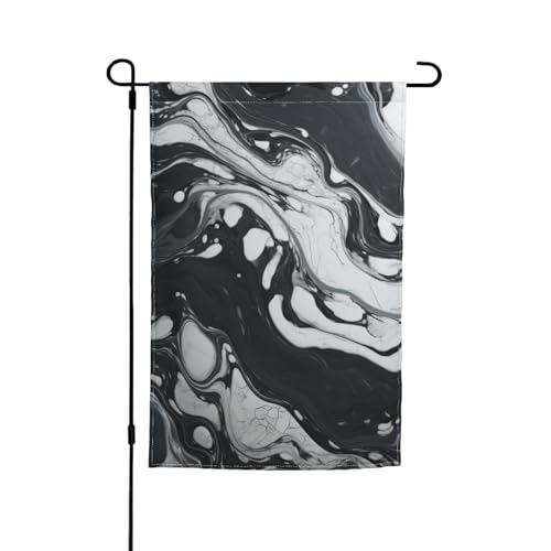 Vielseitige und elegante Gartenflagge mit schwarzem und weißem Marmordruck, für alle Jahreszeiten, als Dekoration für Terrasse, Terrasse, Veranda und Garten Vielseitige und elegante Gartenflagge mit schwarzem und weißem Marmordruck, für alle Jahreszeiten, als Dekoration für Terrasse, Terrasse, Veranda und Garten von HTTUP