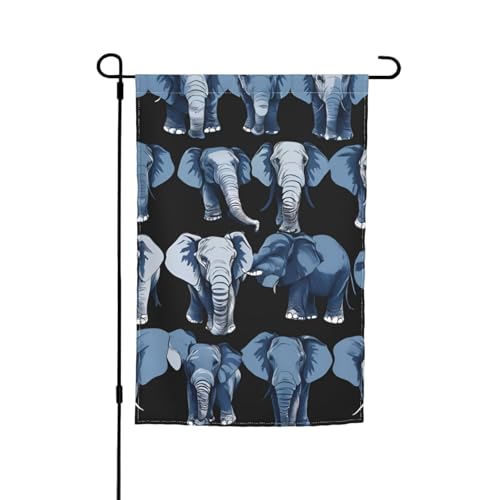 Vielseitige und stilvolle Gartenflagge, für alle Jahreszeiten, Elefanten-Design, Blau und Schwarz, Dekoration für Terrasse, Veranda und Garten Vielseitige und stilvolle Gartenflagge, für alle Jahreszeiten, Elefanten-Design, Blau und Schwarz, Dekoration für Terrasse, Veranda und Garten von HTTUP
