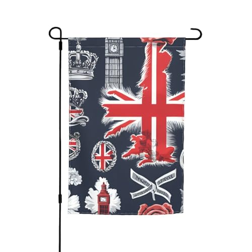 Vielseitige und stilvolle Gartenflagge mit England-Symbolen für alle Jahreszeiten, Terrassendekoration im Freien, Veranda und Garten von HTTUP