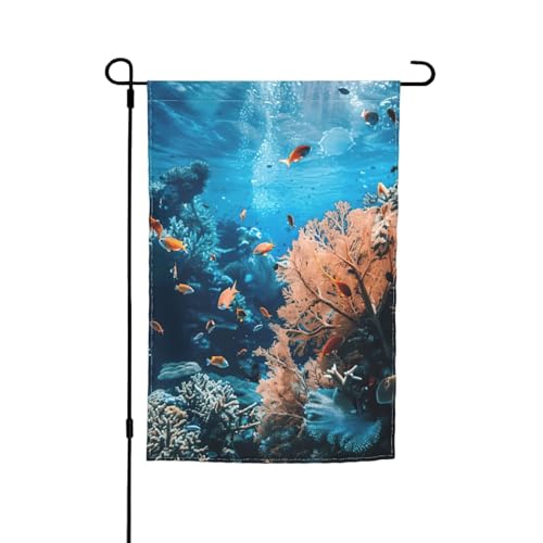 Vielseitige und stilvolle Gartenflagge mit Korallenriff-Druck, für alle Jahreszeiten, als Dekoration für Terrasse, Veranda und Garten Vielseitige und stilvolle Gartenflagge mit Korallenriff-Druck, für alle Jahreszeiten, als Dekoration für Terrasse, Veranda und Garten von HTTUP